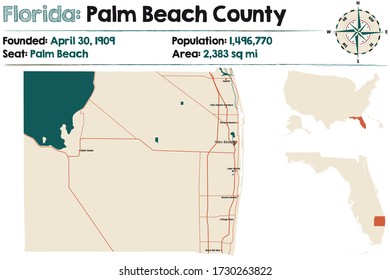 Large Detailed Map Palm Beach County Stock Vector (Royalty Free