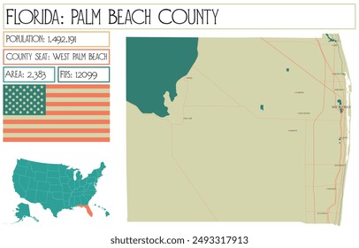 Mapa Grande y detallado del Condado de Palm Beach en Florida, Estados Unidos.