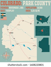 Large and detailed map of Park county in Colorado, USA.