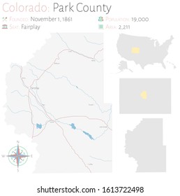 Large and detailed map of Park county in Colorado, USA.