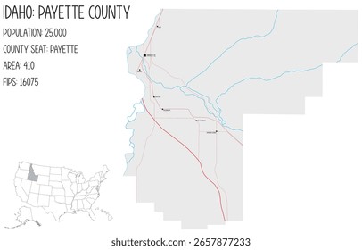 Mapa grande e detalhado de Payette County em Idaho, Estados Unidos da América.