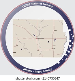 Large and detailed map of Perry county in Illinois, USA.