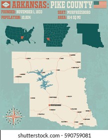 Large and detailed map of Pike County in Arkansas