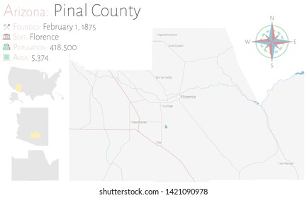 Large Detailed Map Pinal County Arizona Stock Vector (Royalty Free ...