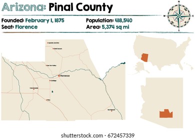 Large And Detailed Map Of Pinal County In Arizona