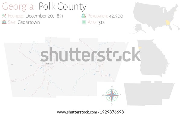 Large Detailed Map Polk County Georgia Stock Vector (Royalty Free ...