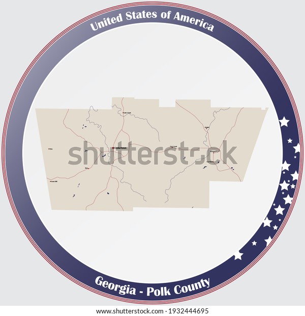 Large Detailed Map Polk County Georgia Stock Vector (Royalty Free ...