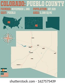 Large Detailed Map Pueblo County Colorado Stock Vector Royalty Free   Large Detailed Map Pueblo County 260nw 1627575439 