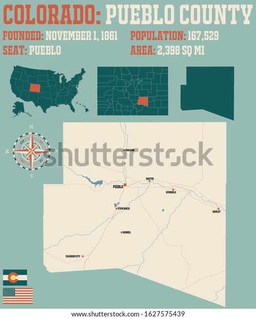 Large Detailed Map Pueblo County Colorado Stock Vector (Royalty Free ...