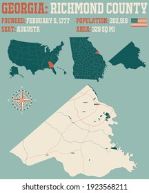 Large And Detailed Map Of Richmond County In Georgia, USA.