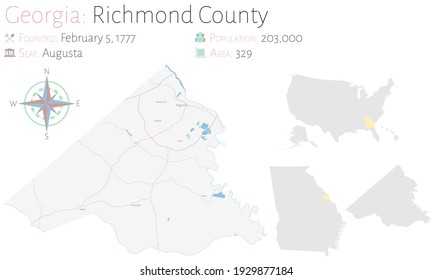 Large And Detailed Map Of Richmond County In Georgia, USA.