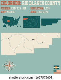 Large And Detailed Map Of Rio Blanco County In Colorado, USA.