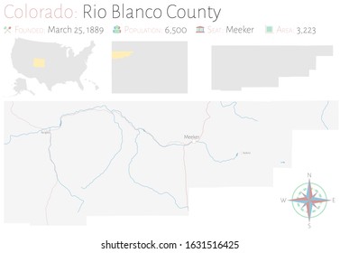 Large And Detailed Map Of Rio Blanco County In Colorado, USA.