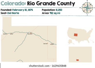 Large and detailed map of Rio Grande county in Colorado, USA.