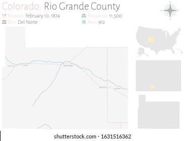 Large and detailed map of Rio Grande county in Colorado, USA.