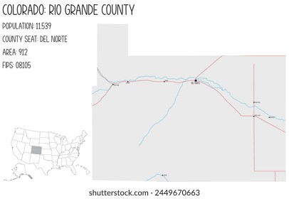 Large and detailed map of Rio Grande County in Colorado, USA.