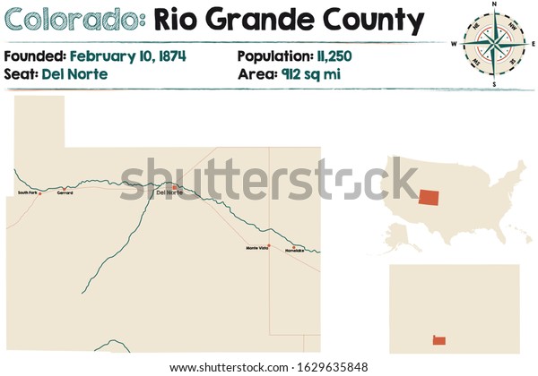 Large Detailed Map Rio Grande County Stock Vector (Royalty Free ...