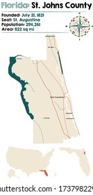 Large and detailed map of Saint Johns county in Florida, USA.