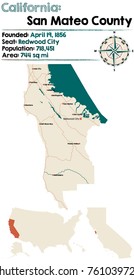 Large And Detailed Map Of San Mateo County In California