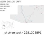 Large and detailed map of Santa Cruz county in Arizona, USA.
