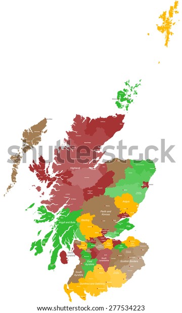 A large and detailed map of Scotland with all\
areas, counties and cities.