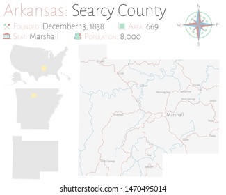 Large and detailed map of Searcy county in Arkansas, USA.