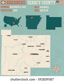 Large and detailed map of Searcy County in Arkansas