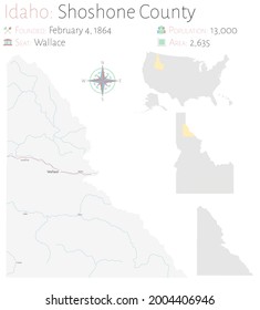 Large And Detailed Map Of Shoshone County In Idaho, USA.