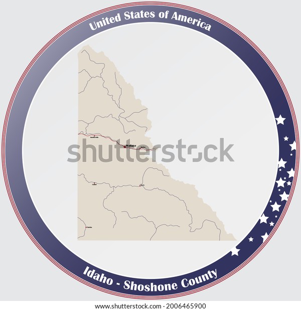 Large Detailed Map Shoshone County Idaho Stock Vector (Royalty Free