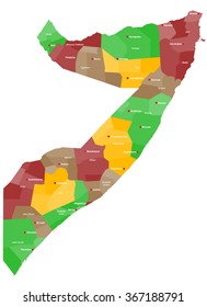 A large and detailed map of Somalia with all provinces, regions and main cities.