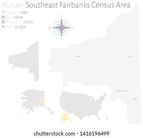 Large And Detailed Map Of Southeast Fairbanks Census Area In Alaska, USA.