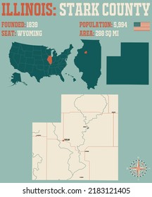 Large and detailed map of Stark county in Illinois, USA.