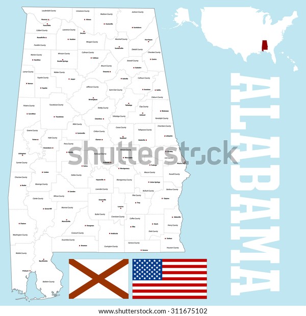 Large Detailed Map State Alabama All Stock Vector Royalty Free 311675102 4589