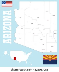 A large and detailed map of the State of Arizona with all counties and main cities.