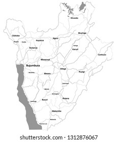 Large and detailed map of the state of Burundi in Africa.