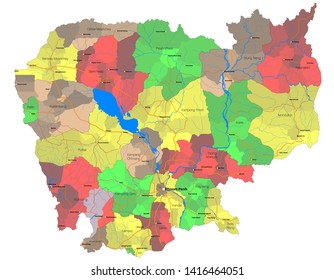 Map Of Cambodia 2019 Large Detailed Map State Cambodia Asia Stock Vector (Royalty Free)  1416464051 | Shutterstock