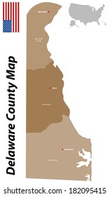 A large detailed map of the State of Delaware with all counties and main cities.