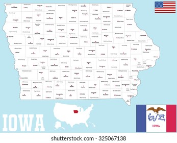 A large and detailed map of the State of Iowa with all counties and main cities.