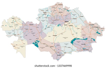 Large and detailed map of the state of Kazakhstan