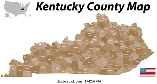 A large and detailed map of the State of Kentucky with all counties and main cities.