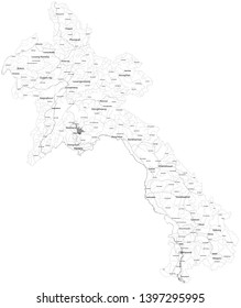 Large and detailed map of the state of Laos in Asia.