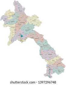 Large and detailed map of the state of Laos in Asia.