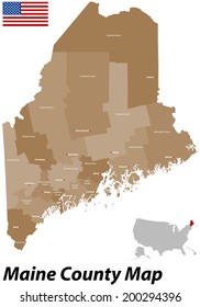 A large and detailed map of the State of Maine with all counties and main cities.