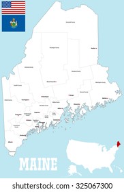 A large and detailed map of the State of Maine with all counties and main cities.