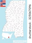 A large and detailed map of the State of Mississippi with all counties and main cities.