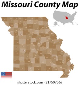 A large and detailed map of the State of Missouri with all counties and main cities.