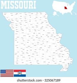 A large and detailed map of the State of Missouri with all counties and main cities.