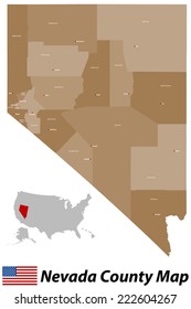 A large and detailed map of the State of Nevada with all counties and main cities.