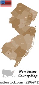 A large and detailed map of the State of New Jersey with all  counties and main cities. svg