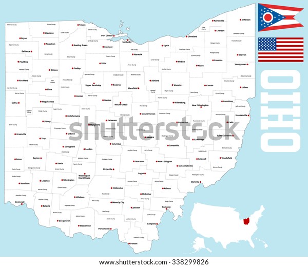 Large Detailed Map State Ohio All Stock Vector Royalty Free